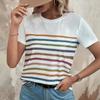 Summer Women Fashion Striped T-Shirt Holiday Tops 3d Print Shirt Harajuku Female Shirt Loose Set Head Short-Sleeved Clothing