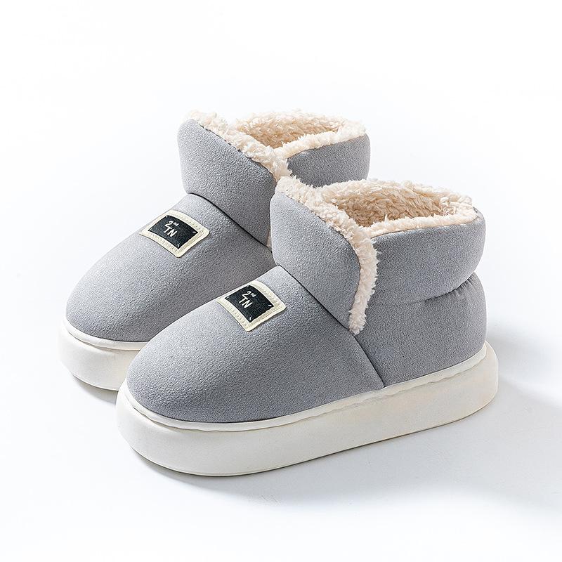 Winter Slippers Indoor Thickened New Simple Home Thick Bottom Home Couple Non-slip Warm Plush Cotton Shoes
