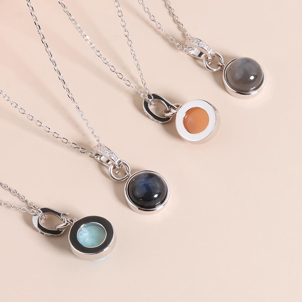 Простое ожерелье из стерлингового серебра 925 пробы с натуральным лунным камнем лабрадоритом, драгоценные камни, изящные украшения с цепочкой, для женщин, хороший подарок