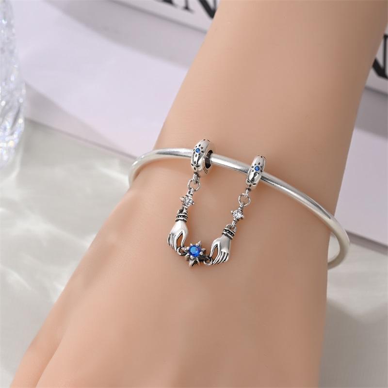 Original Charms Copper Hand Picking Star Safety Chain Charms Bead Fits 3Mm Original Bracelet Women Diy Jewelry Gift