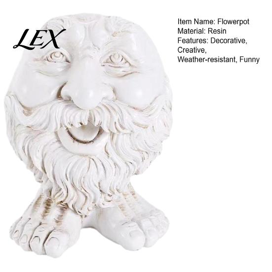 Decorative Face Planter Flower Pot, Head Funny Shape Weather-resistant Statue, Cute Resin for Indoor Outdoor Plants Garden Decorations Artistic
