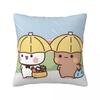 Bubu & Dudu In The Rain Pillow Cover Soft Pillow Case Cushion Cover Cute Funny Graphic Pillowcases For Sofa Car Home Decor