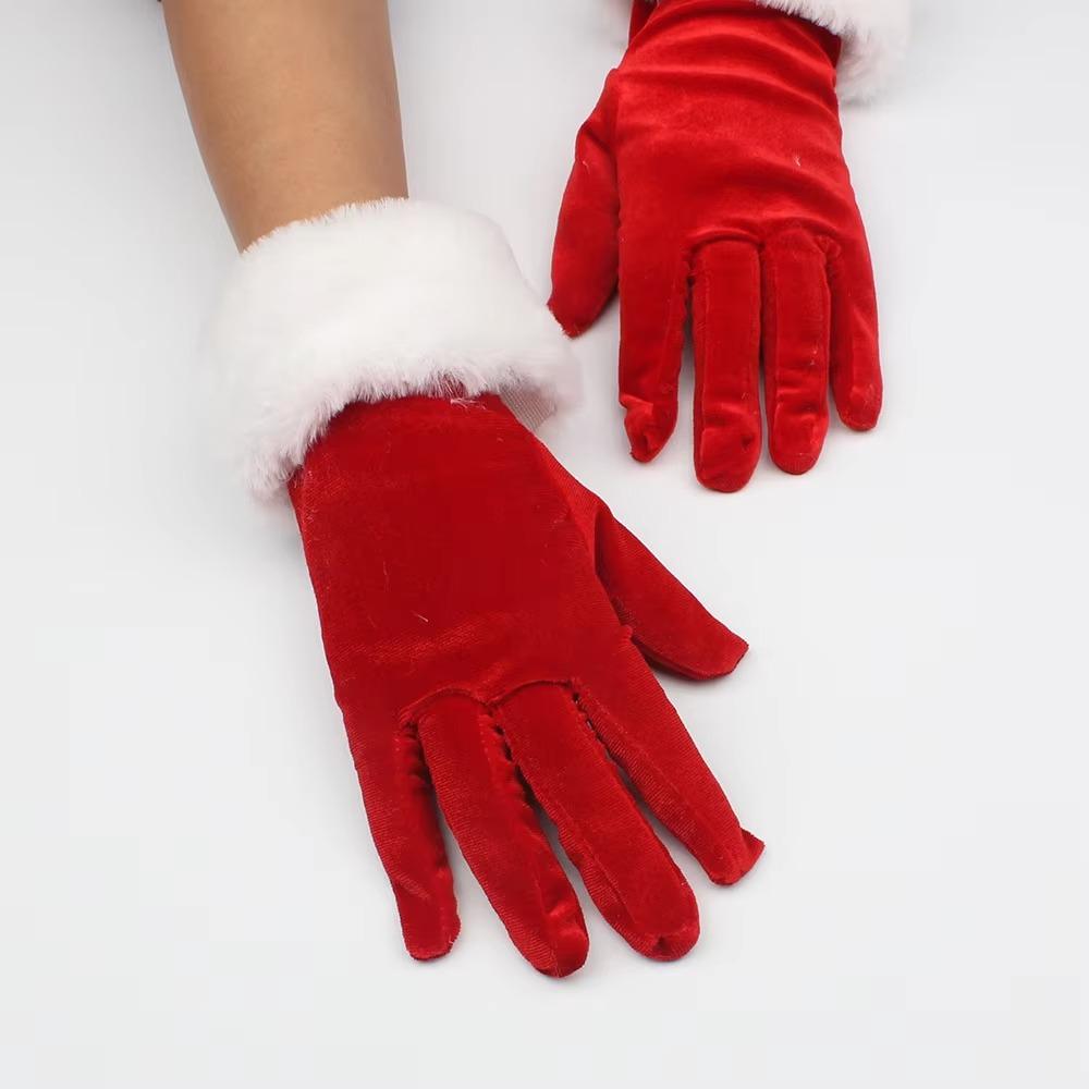 Short Wool Gloves Thicken Christmas Gloves New Santa Claus Gloves Festive