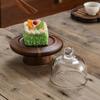 With Glass Dust Cover Dessert Display Stand Wooden Storage Tray Butter Box Living Room