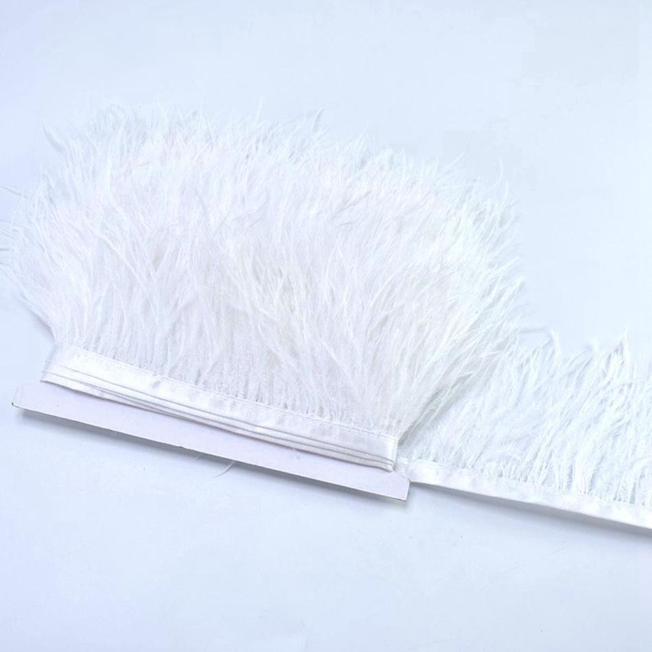 1M 8-10cm White Feathers Ostrich Plume Trim Wedding Crafts DIY Natural Feather Ribbon Sewing Party Handmade Headdress Carnival