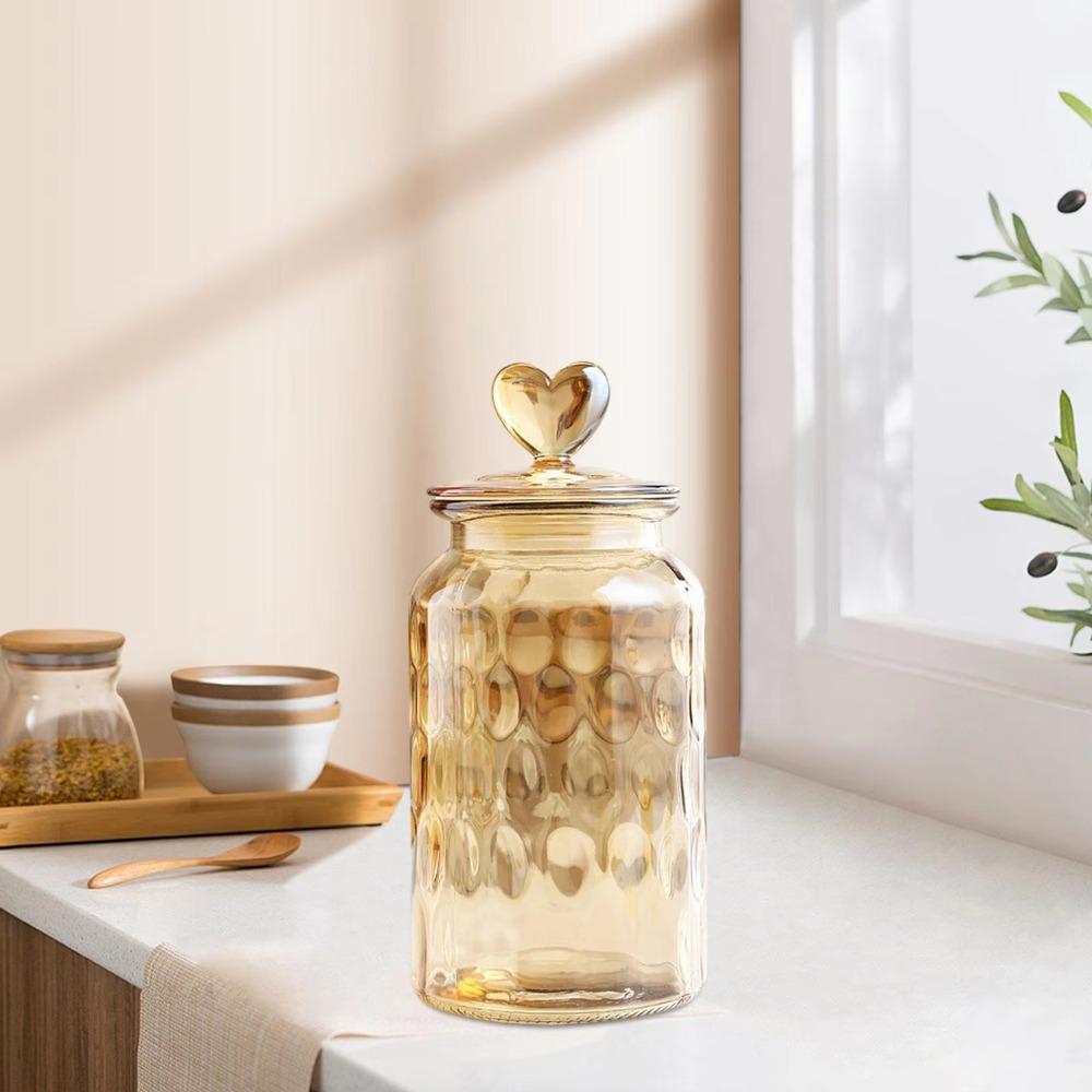 with Shape Lid Glass Sealed Jar Transparent Jam Jar Wine Bottle Grain Storage Bottle Kitchen