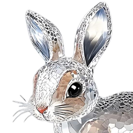 Clear Faux Crystal Bunny Figurine 2D Flat Acrylic Rabbit Table Sign for Home Office Garden Patio Desktop Decoration