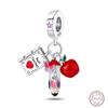 Медный кулон с бусинами Красный блестящий циркон Фрукт Клубника Вишня Для оригинального браслета 3 мм Женские изящные украшения