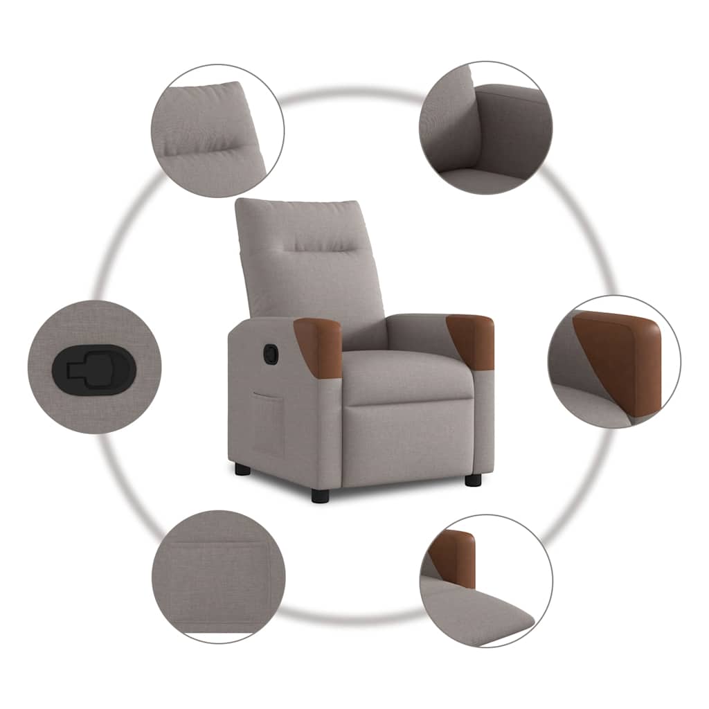 Relaxation Armchair Taupe Fabric