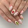 24pcs Women Full Cover Stick on Nails Strawberry Pattern Artificial Nails for DIY Nail Design Art Salon