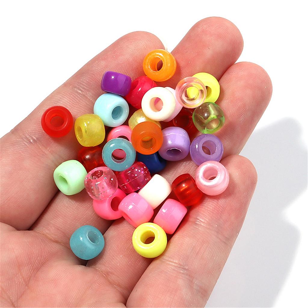 200pcs Round Colorful Acrylic Hair Beads Glow In the Dark for Kids Girls Braids and Women Fashion Hair Accessories