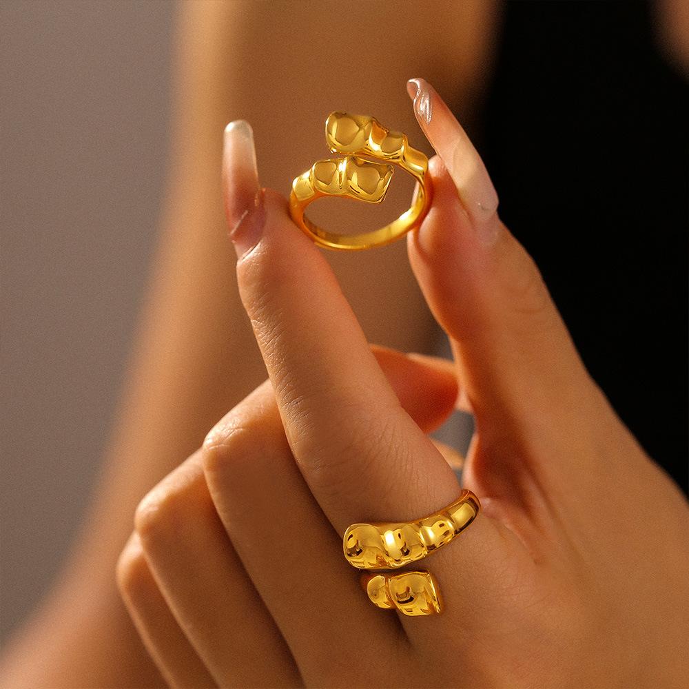 Кольцо Wind Irregular Karst Opening Ring из 18-каратного настоящего золота с индивидуальным дизайном и особой формой для указательного пальца