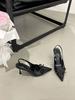 Pointed Bow Bag Head Sandals Women's 2025 Summer New Back Strap French Stiletto Middle Heel Shoes High Heel Single Shoes