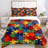 3pcs Puzzle Pieces Bedding Set, Suitable for Bedroom Decoration, (Includes 1 Duvet Cover And 2 Pillowcases, Quilt Not Included) yy250822189