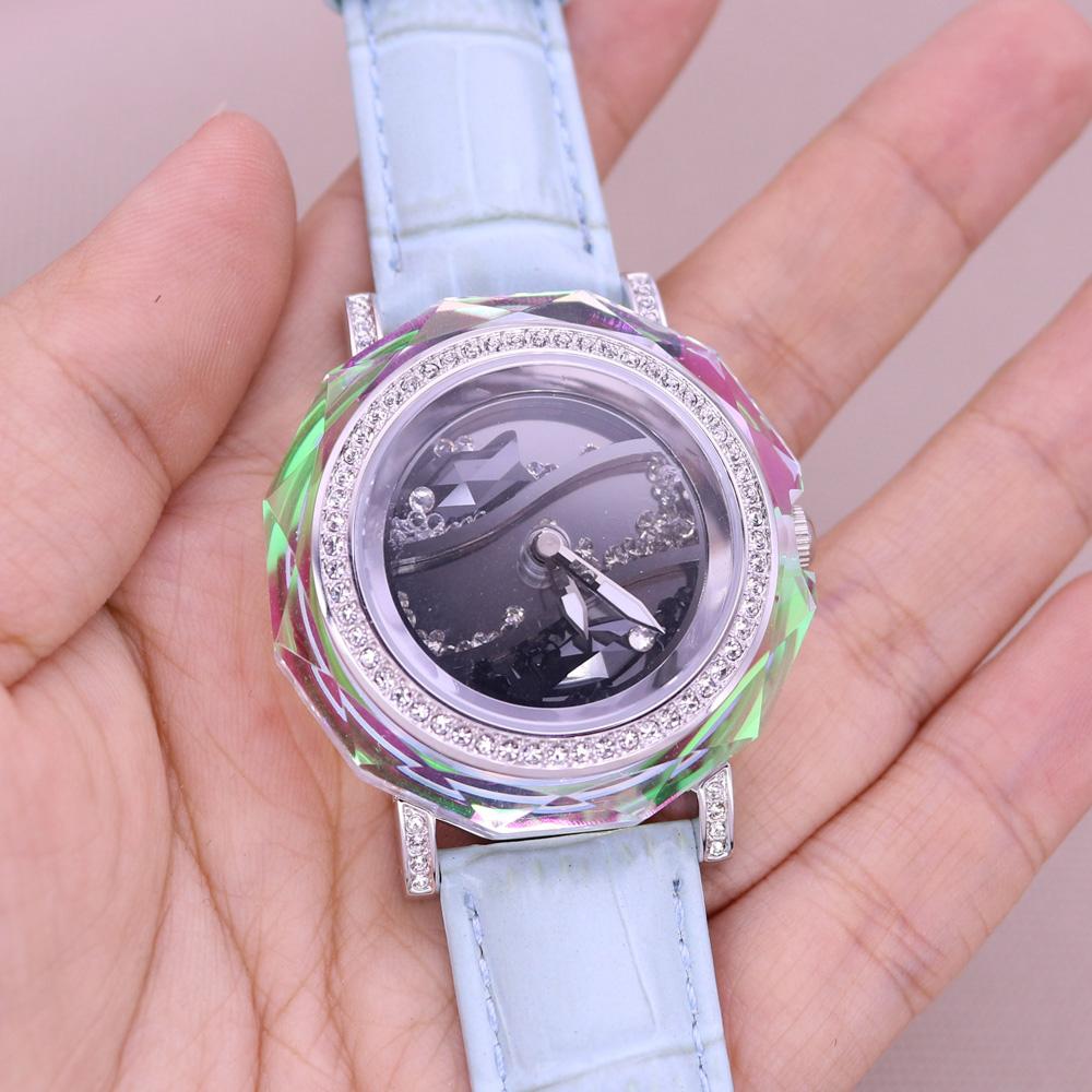 Spin Crystal Luxury Melissa Davena Lady Women's Watch Elegant Rhinestone Fashion Hours Dress Bracelet Girl's Party Gift Box