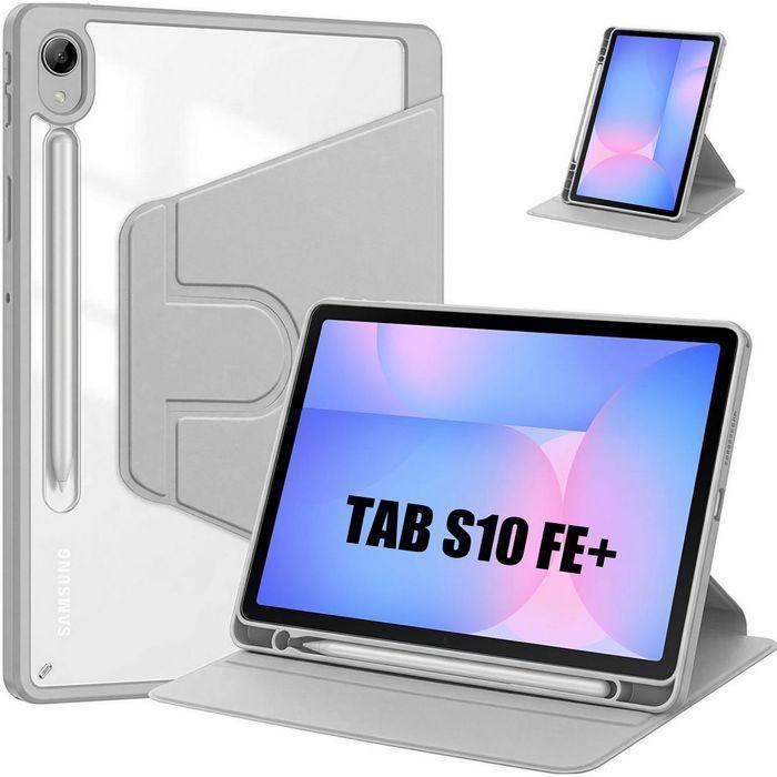 Coque pour Samsung Galaxy Tab S10 FE Plus, Etui Rotatif Ajustable avec Porte-Stylet - Gris