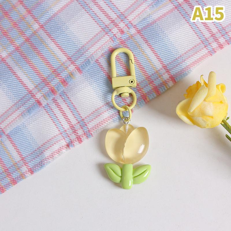 Корейский стиль конфетный цвет тюльпан цветок кулон брелок сумка украшения наушники чехол украшения автомобиль ключи аксессуары