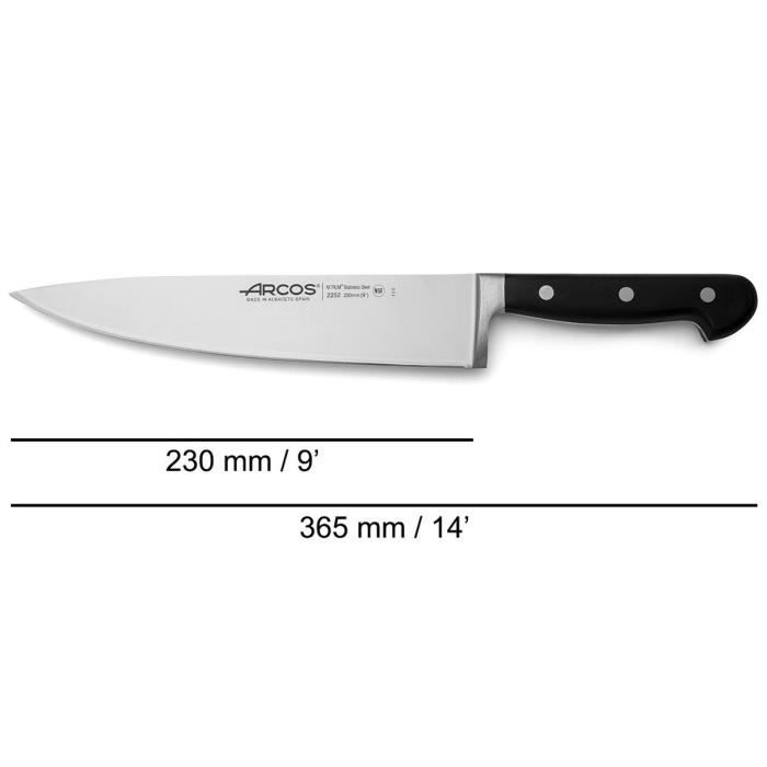 Couteau de Cuisine - ARCOS - Opera - Lame 230 mm - Acier Inoxydable Forgé NITRUM® - 1 pièce