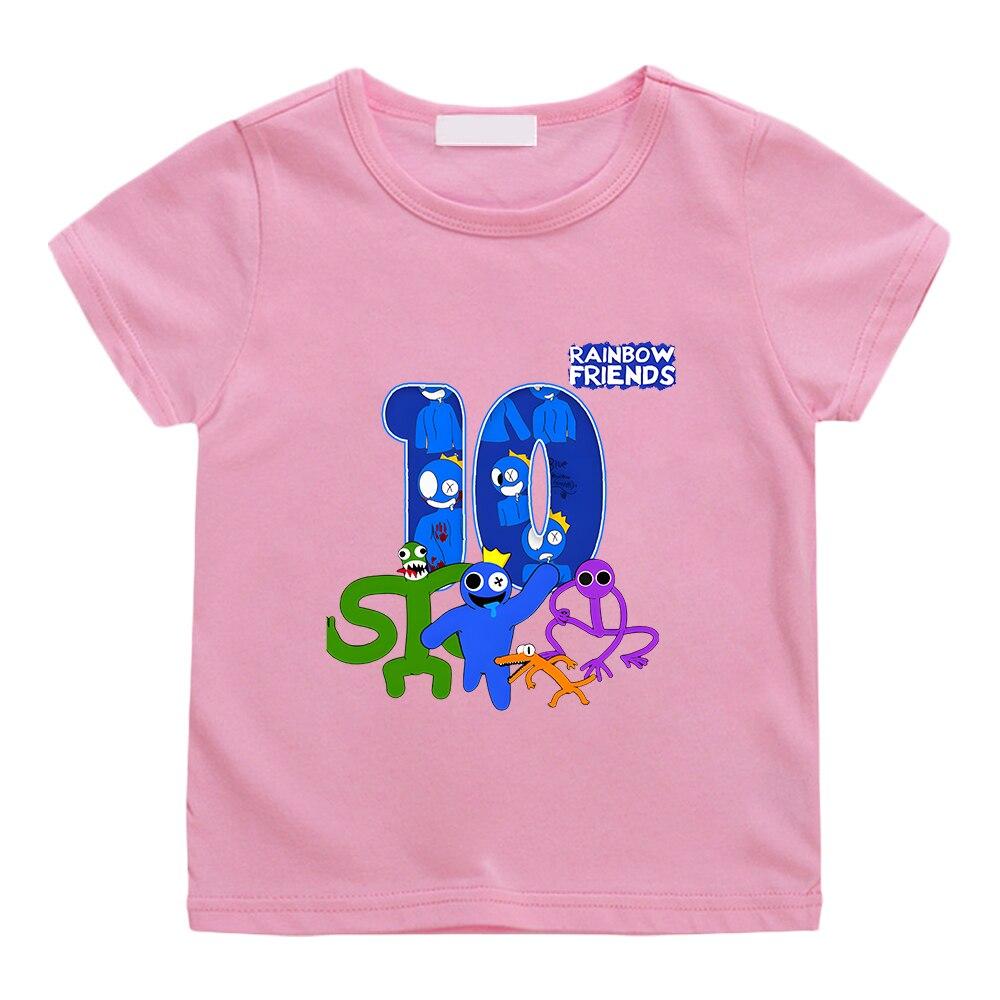 Футболка Rainbow Friends Happy Birthday 10 Ten, 100% хлопок, футболка с мультяшным рисунком, детская футболка с короткими рукавами для мальчиков и девочек, мягкая