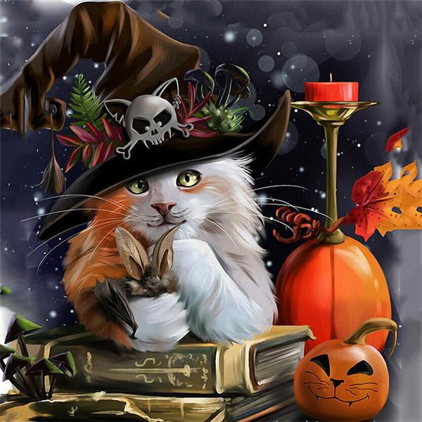 5D алмазная живопись собака полная дрель круглая Новое поступление Алмазная вышивка животное кошка мозаика горный хрусталь комплект подарок на Хэллоуин