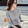 Women's Spring T-shirt New All-over Printed Long-sleeved Lapel Polo Shirt Korean Version Slim Fit Cotton Comfortable Temperament