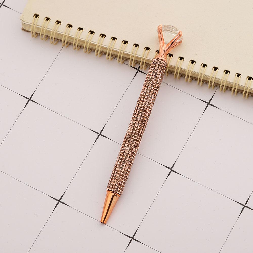 Шариковая ручка Press Rhinestone Rose Gold, роскошные милые свадебные металлические канцелярские принадлежности для школы и офиса, 4 шт.