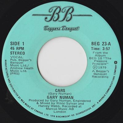 7-дюймовая пластинка GARY NUMAN Cars BEG23 Beggars Banquet 1979 Канада Dance Электроника Б/у