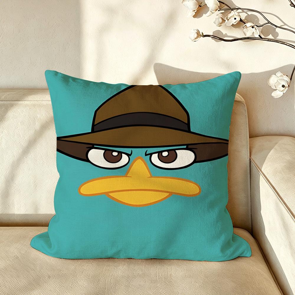 Cartoon PPhineasaandFFerb Cushion Cover Pillow Case Antidustmite Pillowcase Silky Short Plush Sofa Cushion Cover hot