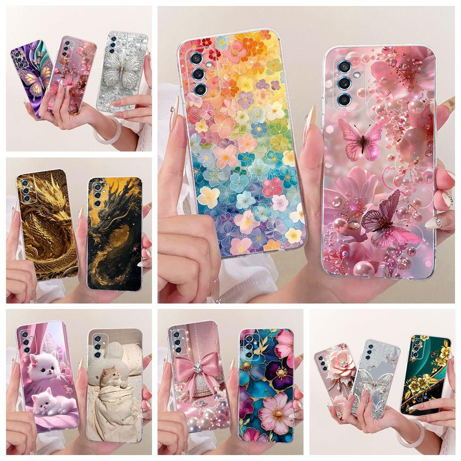 For Samsung Galaxy M52 5G Case SM-M526B Colorful Flowers Butterfly Painted Cover Soft Silicone Case For Samsung M52 M 52 5G Bags