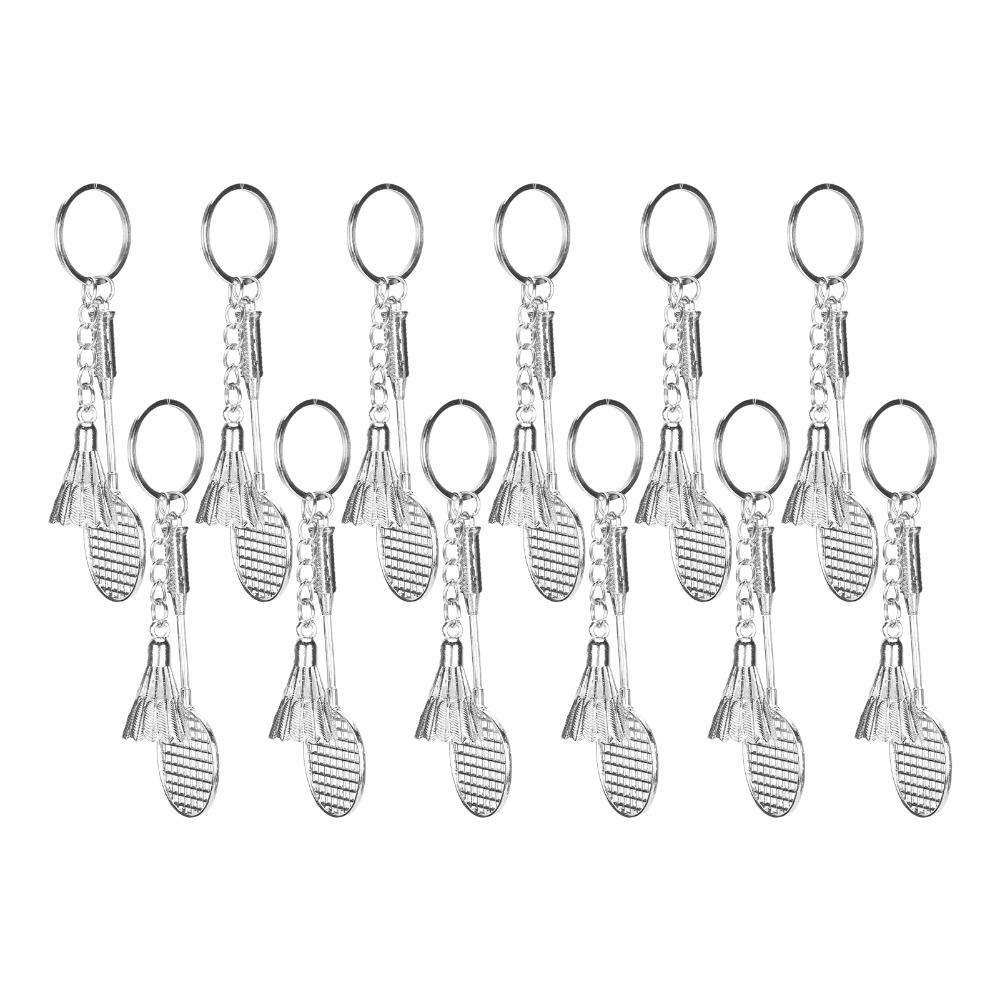 12pcs Fashionable Design Badminton Keychain Charm Mini Size Metal Keyrings Gift Giving