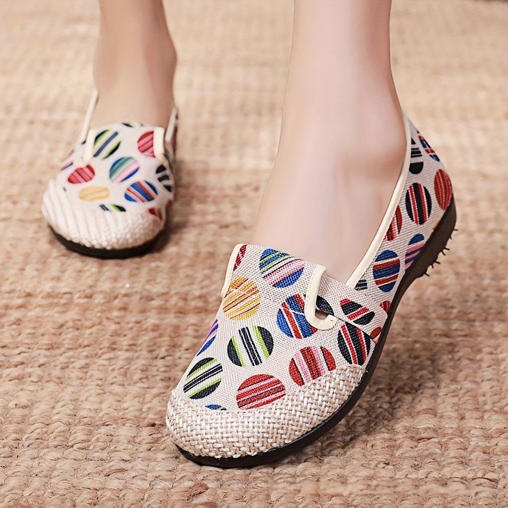 Женские парусиновые туфли-лодочки на плоской подошве с цветным полосатым узором, удобные повседневные мокасины Uppe для ношения в течение всего дня