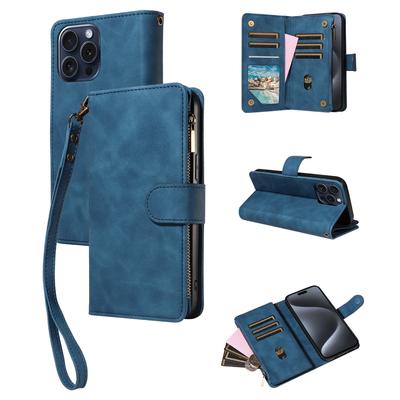 Высококачественный чехол из искусственной кожи для iPhone 16 15 14 Pro Max Plus 13 12 11Pro Mini 7 8 X XS XR Skin Feel флип-кошелек на молнии
