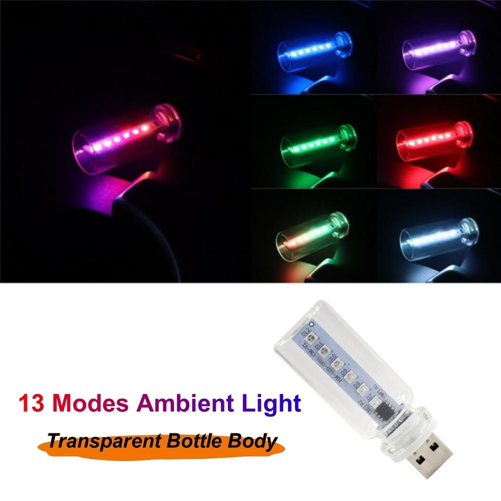 Автомобильная USB-лампа, атмосферное освещение салона, ретро-лампа настроения, стеклянная бутылка, беспроводное сенсорное светодиодное освещение салона автомобиля