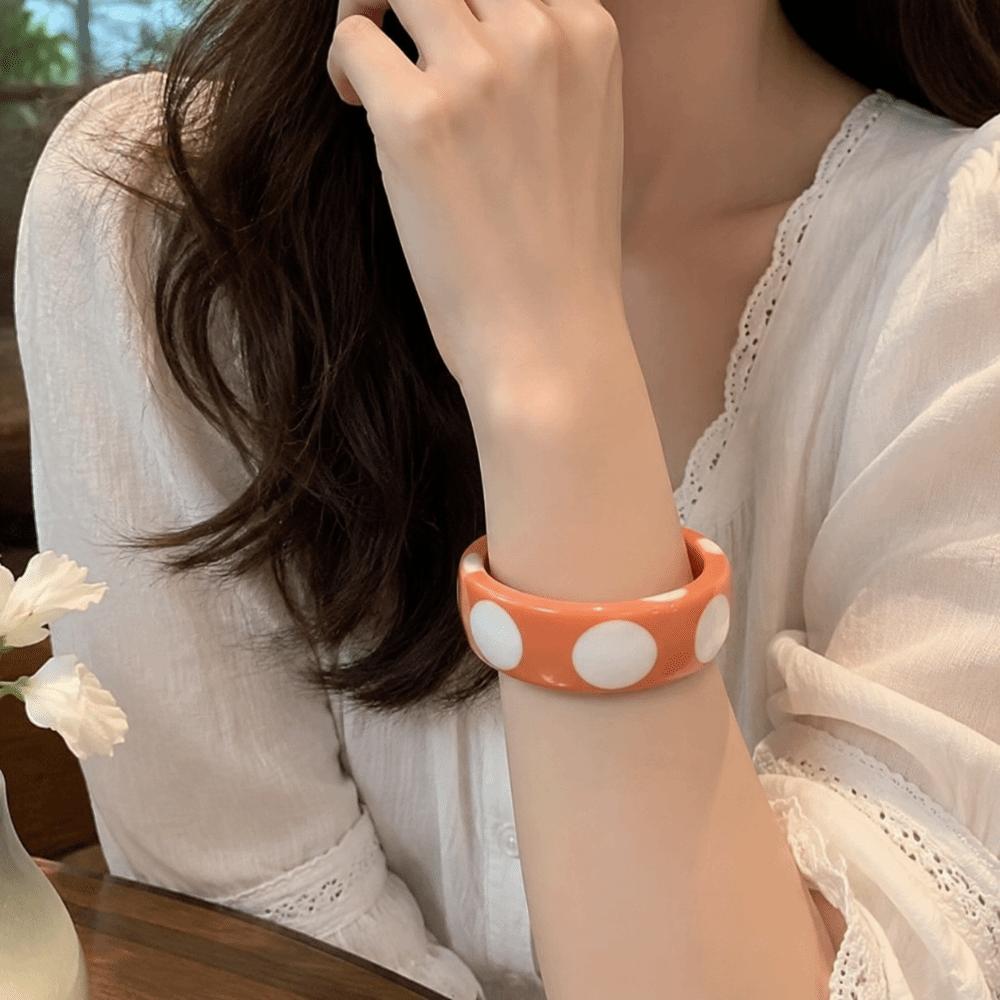 Hip Hop Resin Polka Dot Bangles Round Wide Candy Color Bracelets Fashion Jewelry  Unisex