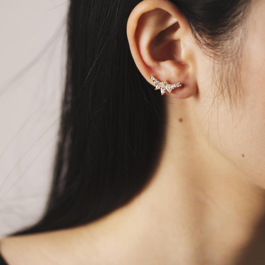 ANDYWEN Серьги-альпинисты из стерлингового серебра 925 пробы, золото, прозрачный цветок, циркон, нить, булавка, модные вечерние овалы, роскошные ювелирные изделия в виде королевы