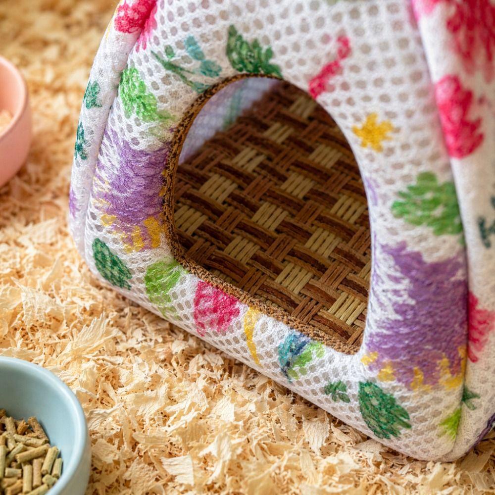 Arched Door Small Pet Bed Breathable Cooling Pet Hideout Lightweight Hamster Habitat Cage Decor