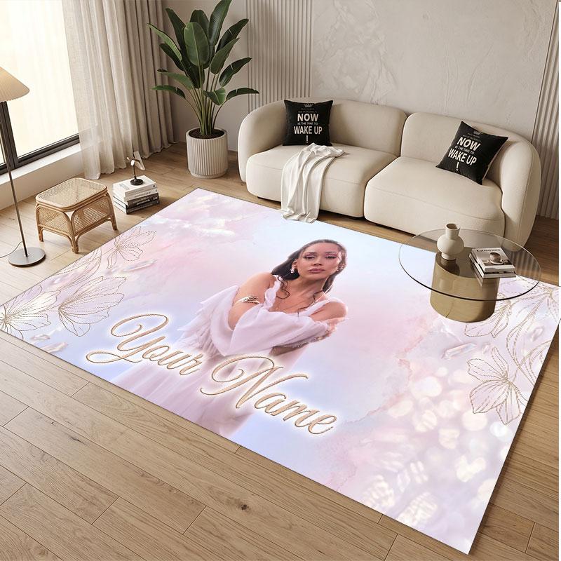 Custom Name Crystal Velvet Rug,Ayliva Comfortable Anti Slip Floor Mat For Room Decoration