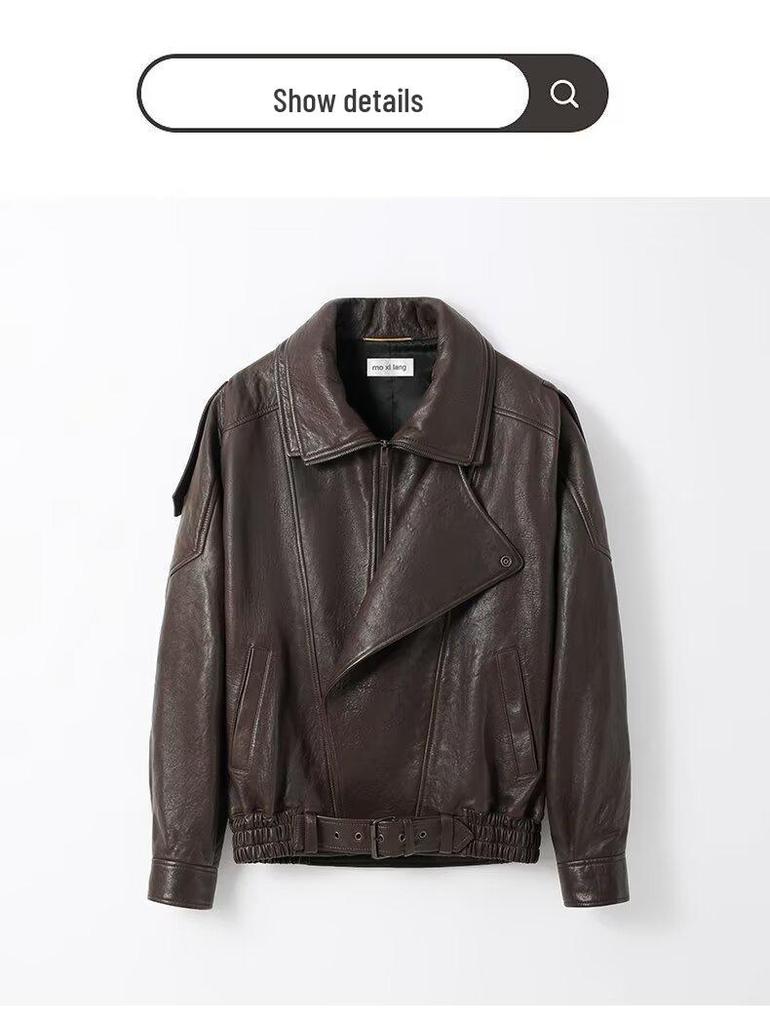 Men's Retro PU Leather Motorcycle Jacket: Heavy-Duty, Trendy Autumn Style, Casual Cool Coat.