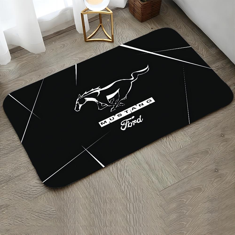 M-Mustang Car Logo Printed Floor Mat Home Bedroom Kitchen Non-slip Floor Rug, Absorbent Anti-fouling Door Mats