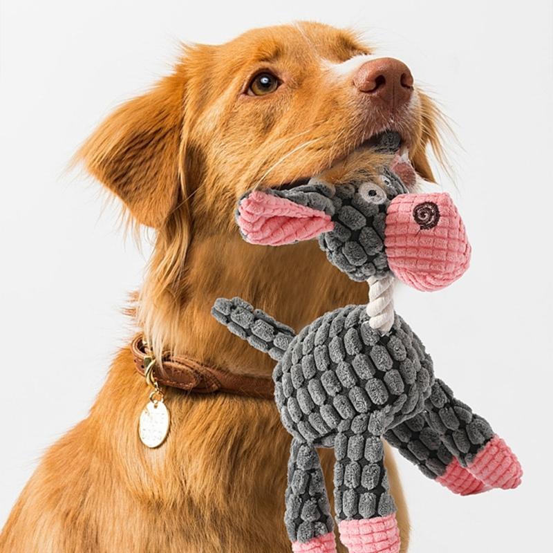 Chew Resistant Plush Donkey Toy For All Breeds With Fun Designs Squeaky Toy Chewing and Teething Plush Toy for Dog