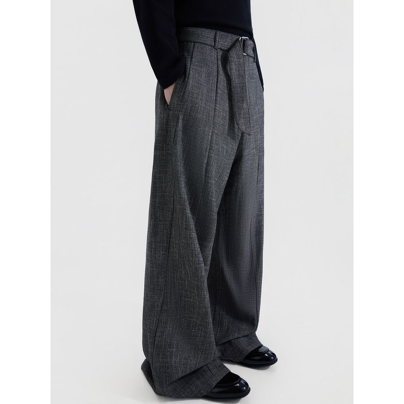 Blaexit Yuppie Стиль Старые Деньги Мужские Повседневные Брюки Свободного Кроя Драпировка Cleanfit из Смесовой Шерсти