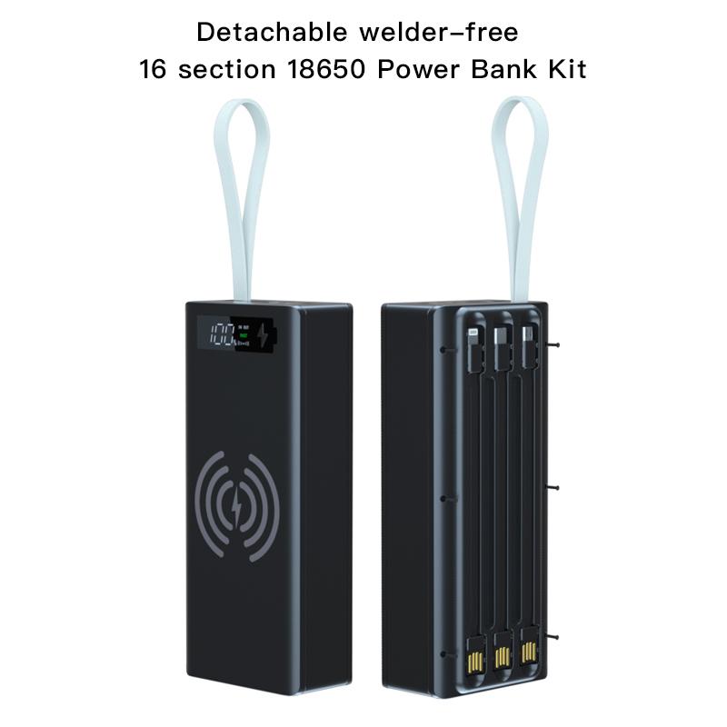 C16C 18650 DIY Power Bank Base с кабелем Micro USB Type C, фонариком, чехлом для быстрого зарядного устройства 18650, держателем для аккумулятора, зарядным устройством