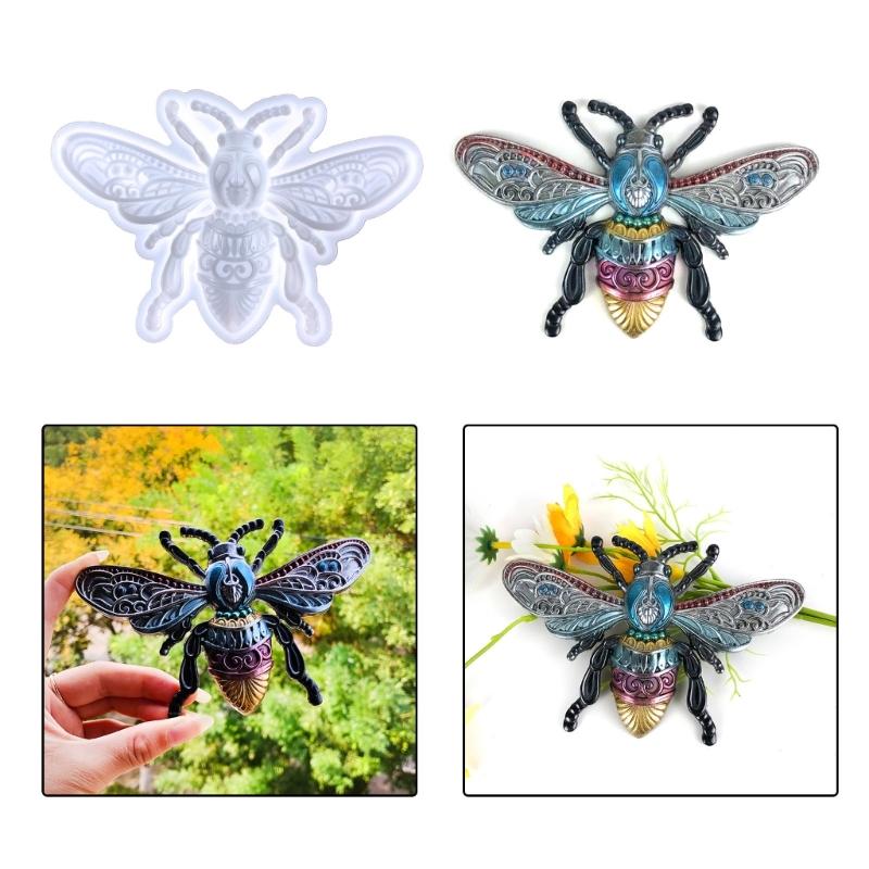 Glossy Large Bees-shape Ornaments Silicone Epoxy Resin Mold DIY Keychain Pendant Jewelry for Valentine Gift Craft