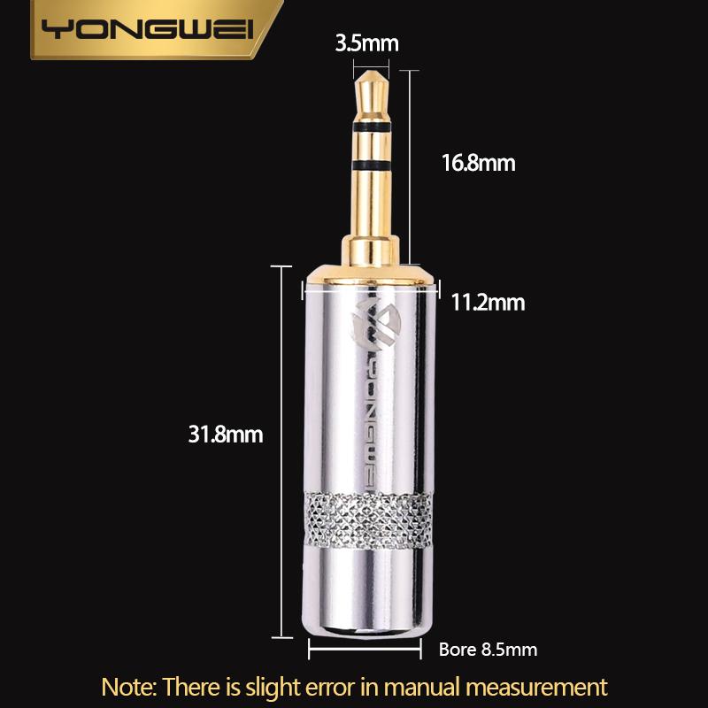 YONGWEI 3.5mm TRS gold plated audio plug 3.5 aux headphone car headset computer MP3 3-polos DIY welded female plugGood product