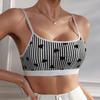 Женский спортивный жилет с принтом в полоску в виде сердца, укороченный топ на тонких бретельках с подкладкой и открытой спиной