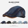 New Washed Denim Hat Men's Beret British Retro Cap Women's Casual Forward Hat