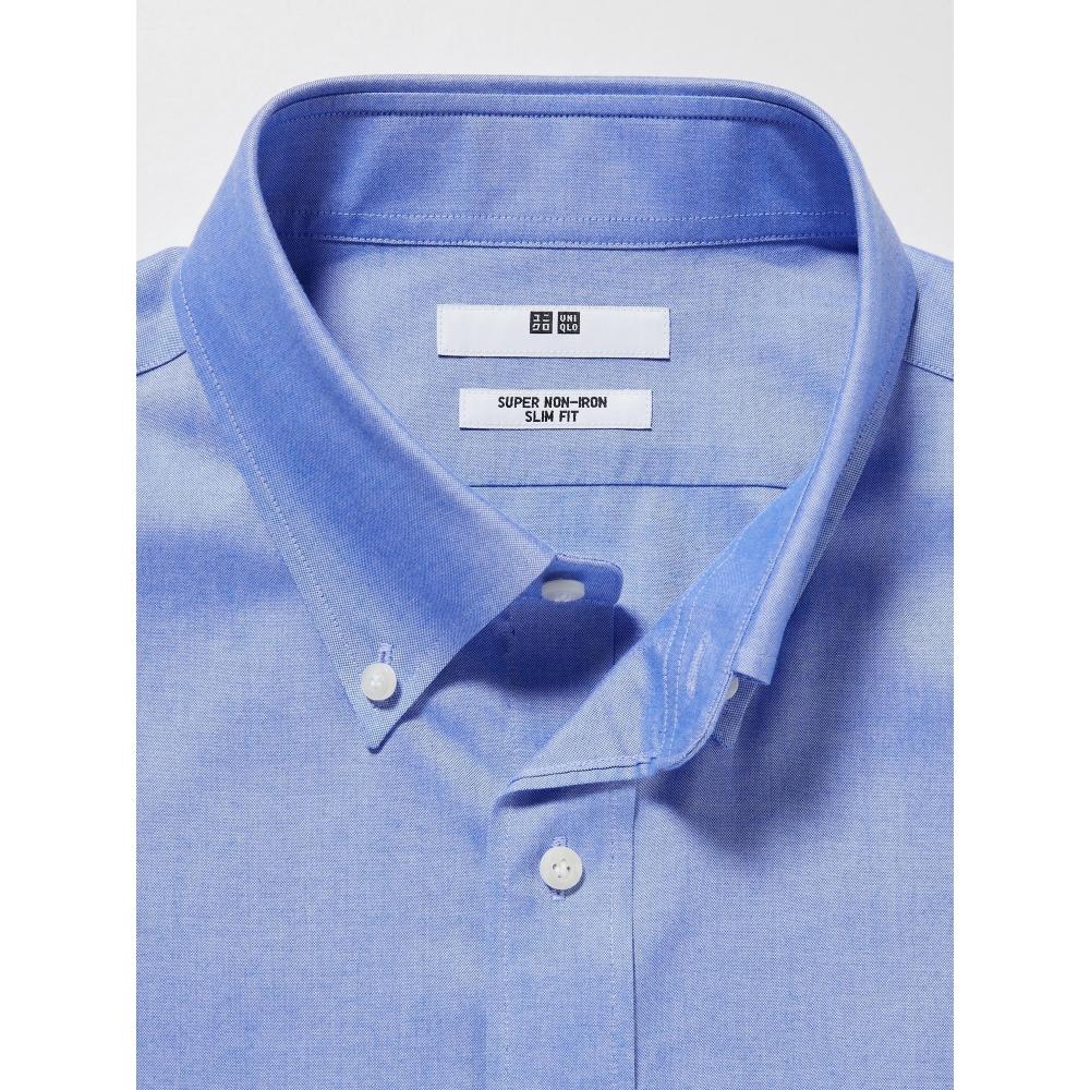 Uniqlo Супер Рубашка Slim Bd Не требующая глажки с длинным рукавом S