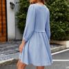 Women's Casual Fashion Sexy Solid Color Loose Three-quarter Sleeve Dress