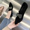 Модная обувь для женщин 2024 Весна Slip on женские туфли-лодочки однотонные с острым носком флокированные пайетки неглубокий вырез полный качественный высокий каблук