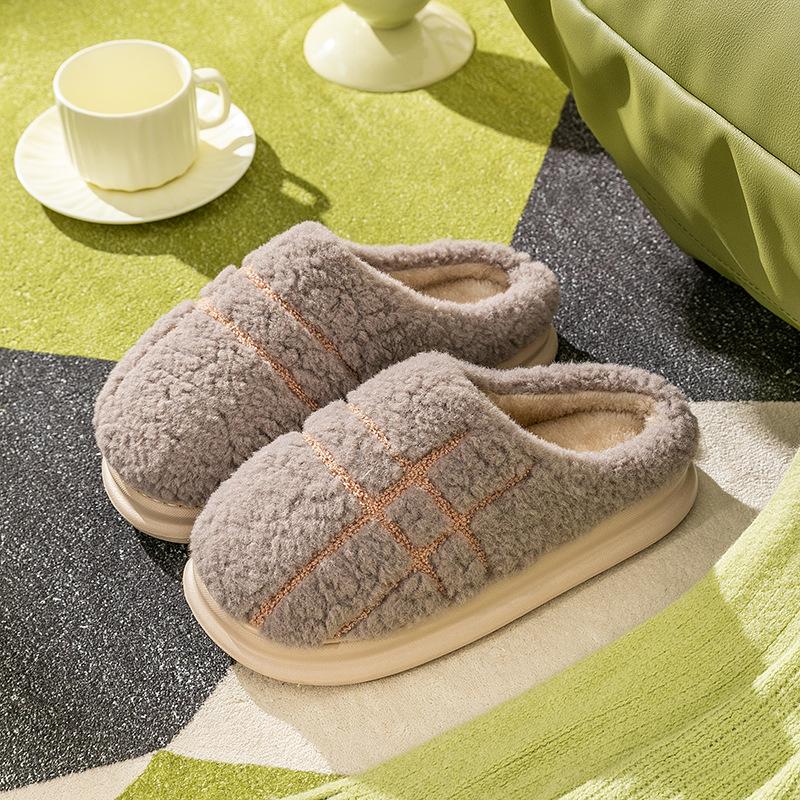 Хлопковые тапочки на подошве EVA женские зимние домашние комнатные парные на толстой подошве нескользящие пушистые туфли теплые хлопковые туфли мужские